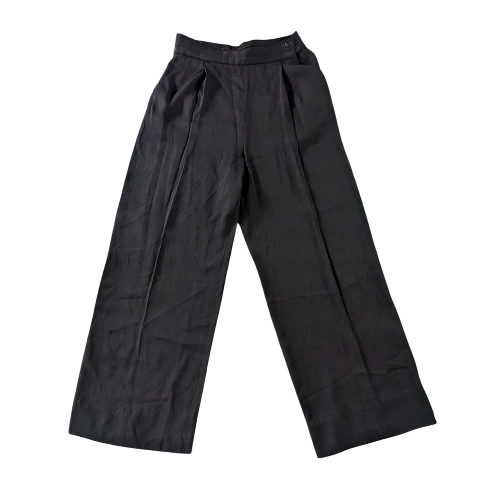 Black Wide Leg Pleated Trousers Jones New York High Waist Pants Size 8
